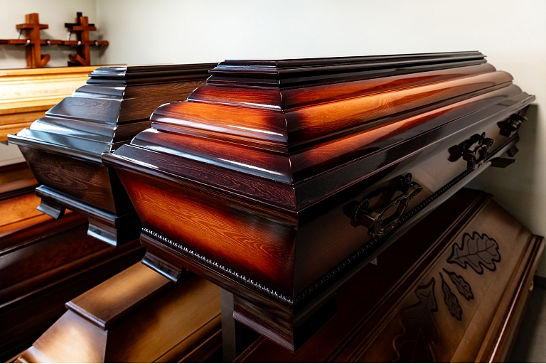 Funeral accessories, coffin